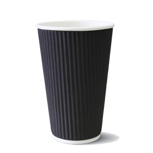 Χάρτινο ποτήρι γκοφρέ 12oz μαύρο 